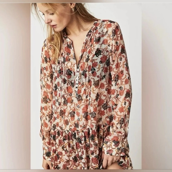 Free People See it Through Maxi dress Size Xs Bohemian Boho Hippie Peasant - Picture 3 of 9